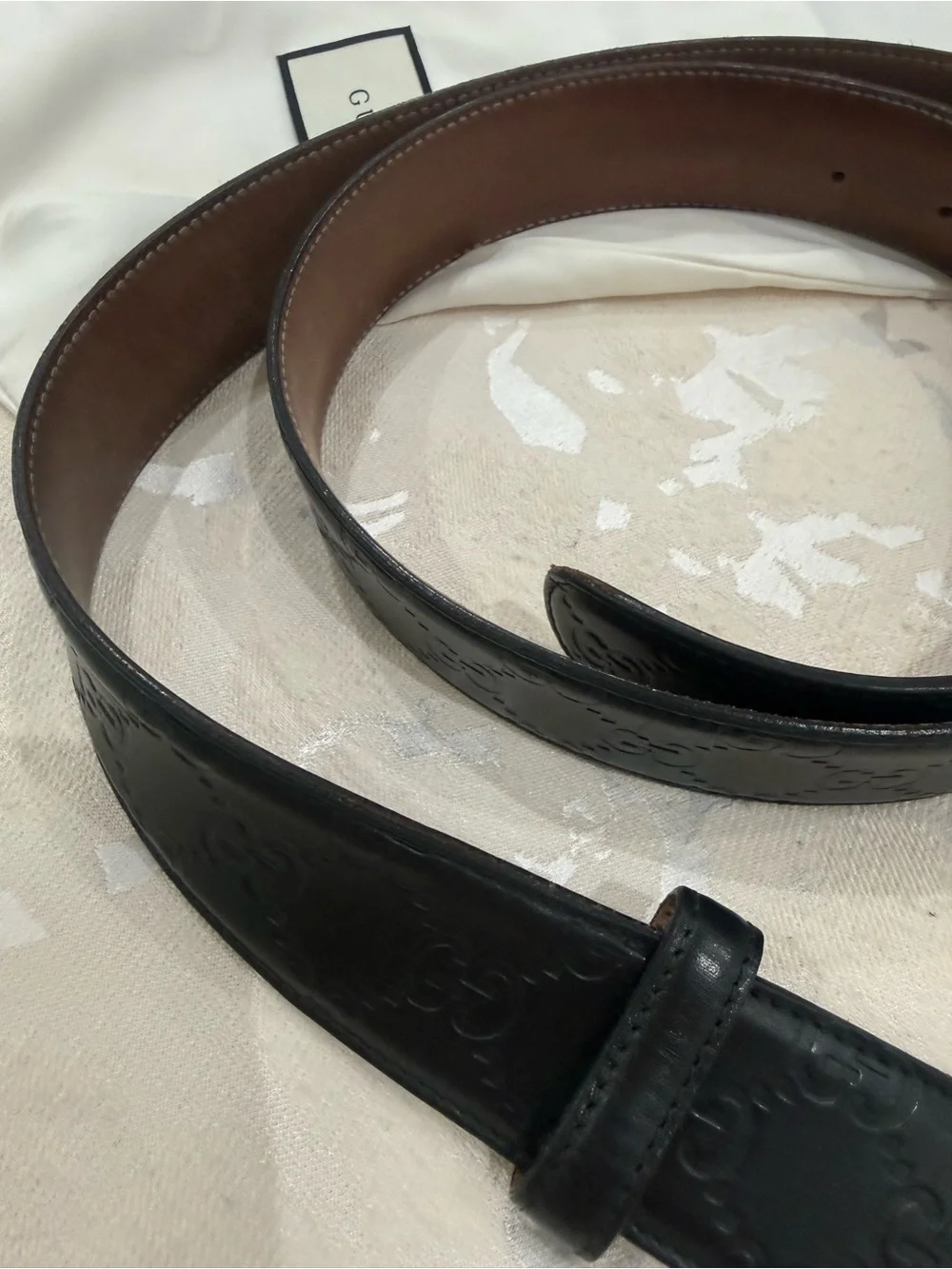 Gucci Men's Dark Brown Leather Belt with Silver Interlocking G Buckle